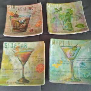 Melamine Ware Set of Four Bar Recipes Small Plates
